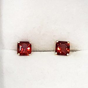 10K Yellow Gold Premium Brazilian Red Citrine stud earrings 1.25 tcw
